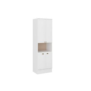 Paneleiro De Cozinha Modulado Bella 2617 Torre Quente Com 1 Forno 4 Portas 70cm Branco