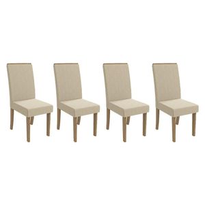 Cadeira De Cozinha 2cad142ng Kit 4 Un Nogueira Linho Bege A019