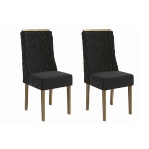 Cadeira De Cozinha 2cad158cn Kit 2 Un Canela Suede Preto