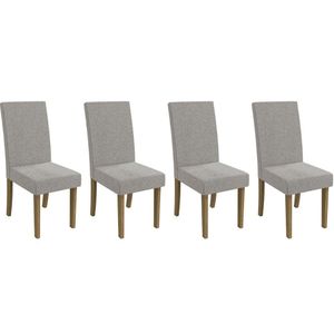 Cadeira De Cozinha 2cad131fr Kit 4 Un Freijó Linho Cinza A056