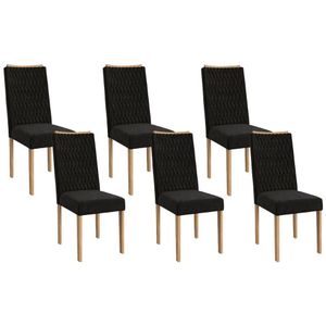 Cadeira De Cozinha 2cad157ea Kit 6 Un Eucalipto Suede Preto A038
