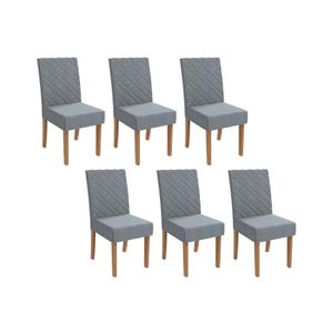 Cadeira De Cozinha 2cad133ng Kit 6 Un Nogueira Suede Cinza Titanio A050