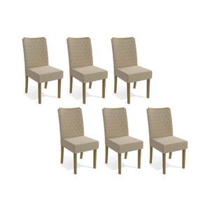 Cadeira De Cozinha 2cad129fr Kit 6 Un Freijó Linho Bege A019