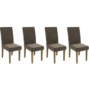Cadeira De Cozinha 2cad131fr Kit 4 Un Freijó Suede Marrom A033