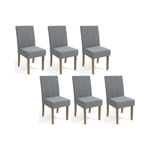 Cadeira De Cozinha 2cad133fr Kit 6 Un Freijó Linho Cinza A056