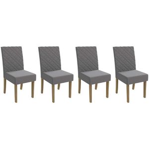 Cadeira De Cozinha 2cad133fr Kit 4 Un Freijó Suede Titanio A050