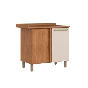 Módulos De Cozinha Requinte Balcão Com Tampo Requinte Canto Reto Com 1 Porta 84cm Nature Areia2 Aéreos + 1 Balcão + 1 Complemento