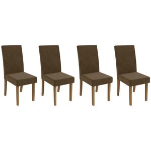 Cadeira De Cozinha 2cad131ng Kit 4 Un Nogueira Suede Marrom A033