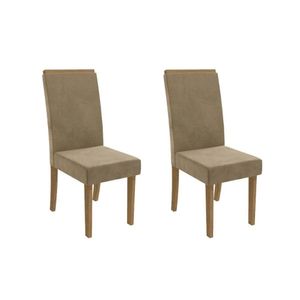 Cadeira De Cozinha 2cad142cn Kit 2 Un Canela Suede Bege