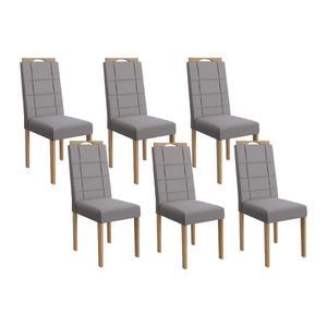 Cadeira De Cozinha 2cad150ea Kit 6 Un Eucalipto Suede Cinza Titanio A050