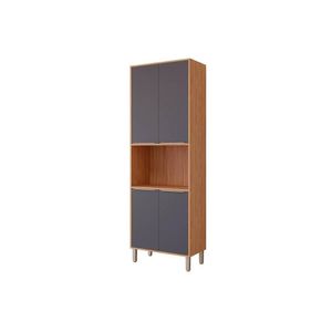 Paneleiro De Cozinha Modulado Esplêndida Torre Quente Com 4 Portas E 1 Nicho Para Forno 70cm Freijó Titanium