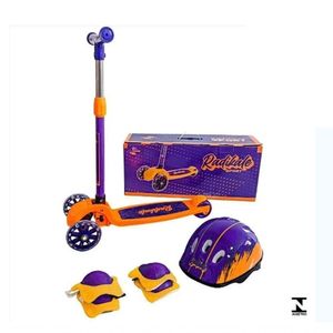 Patinete Sport Laranja/roxo + Kit Proteção