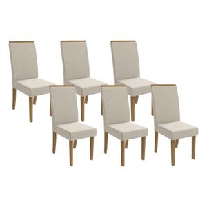 Cadeira De Cozinha 2cad142fr Kit 6 Un Freijó Linho Caqui A040