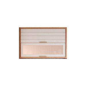 Módulo Cozinha Eloise Armário Com 2 Portas Basculante Com Vidro Reflecta 120cm Freijó Off White
