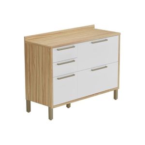 Módulo Cozinha Ronipa Syrah Balcão 2 Portas E 3 Gavetas Com Tampo 120cm Amendoa Off White Ronipa