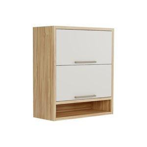 Módulo Cozinha Ronipa Syrah Armário Nicho Com 2 Portas Basculante 80cm Amendoa Off White Ronipa