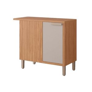 Módulo Cozinha Eloise Balcão Com Tampo Nicho De Canto Com 1 Porta 92cm Freijó Off White