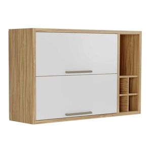 Módulo Cozinha Ronipa Syrah Armário Com 2 Portas Basculante Nicho E Adega 120cm Amendoa Branco Ronipa