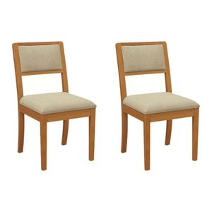 Cadeira De Cozinha Alice Madeira Maciça 2cmm003ca Kit 2un Carvalho Bouclê Bege