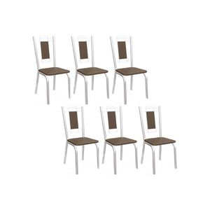 Cadeira De Cozinha Florença 2c005 Aço Kit 6 Uni Cromado Marrom 21