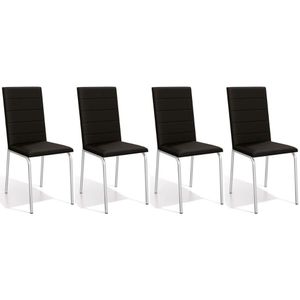 Cadeira De Cozinha Amsterdã C091 Kit 4 Un Cromada Preto 110