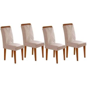 Cadeira De Cozinha Amsterdã Kit 4 Un Imbuia Suede Creme Rufato