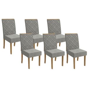 Cadeira De Cozinha 2cad149fr Kit 6 Un Freijó Linho Cinza Mesclado