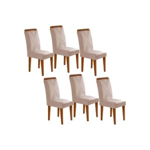 Cadeira De Cozinha Amsterdã Kit 6 Un Imbuia Suede Creme Rufato