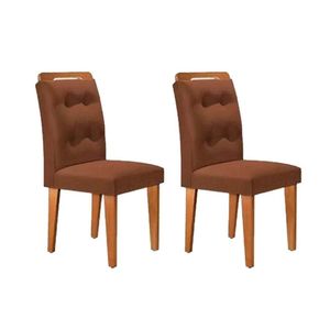 Cadeira De Cozinha Imperatriz Kit 2 Un Madeira Capuccino Suede Marrom Rufato