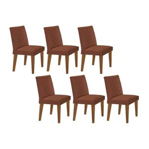 Cadeira De Cozinha Jade Kit 6 Un Capuccino Suede Marrom Rufato