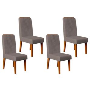 Cadeira De Cozinha Lia Kit 4 Un Freijó Suede Lunar