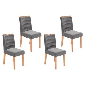 Cadeira De Cozinha Julia Kit 4 Un Cedro Suede Lunar