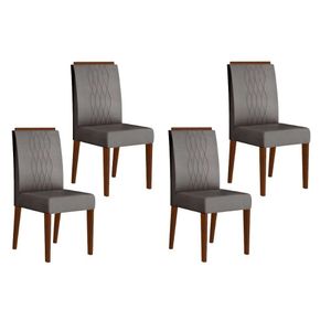 Cadeira De Cozinha Lia Kit 4 Un Freijó Suede Lunar
