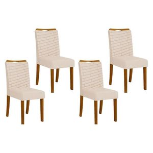 Cadeira De Cozinha Julia Kit 4 Un Cedro Linho Neve