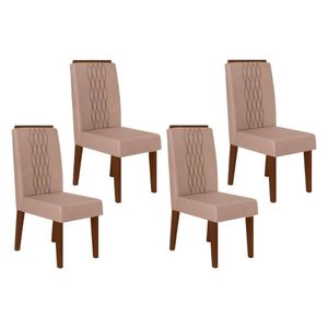 Cadeira De Cozinha Lia Kit 4 Un Freijó Suede Kraft