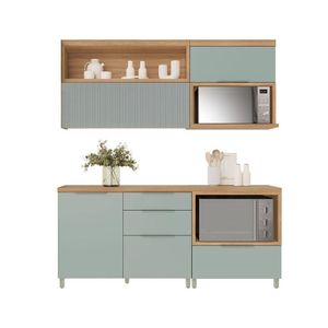 Kit Cozinha Modulada 4 Peças Marquesa 2 Aéreos + 2 Balcões C4p24 Nature Verde