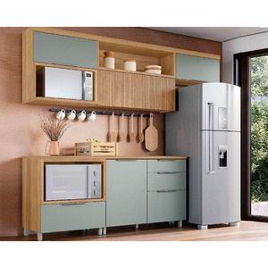 Kit Cozinha Modulada 5 Peças Marquesa 3 Aéreos + 2 Balcões C5p35 Nature Verde