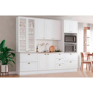 Kit Cozinha Modulada 4 Peças Americana 1 Aéreo + Balcão + 2 Paneleiros C5p40 Branco