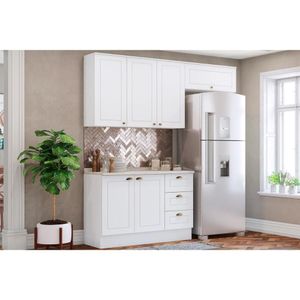 Kit Cozinha Modulada 4 Peças Americana 2 Aéreos + 1 Balcão + 1 Complemento Cz148 Branco