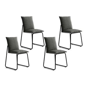 Cadeira De Cozinha Soft 1750 Kit 4 Uni Preto Linho Grafite