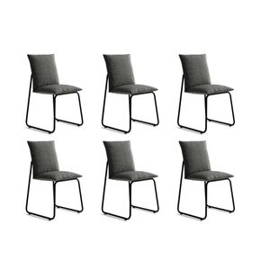 Cadeira De Cozinha Soft 1750 Kit 6 Uni Preto Linho Grafite