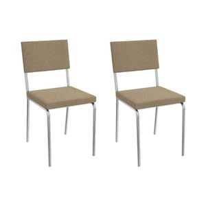 Cadeira De Cozinha Zaria 2c128 Aço Kit 2 Uni Cromado Bouclê Bege