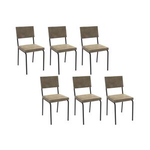 Cadeira De Cozinha Zaria 2c128 Kit 6 Un Preto Fosco Bege A036 Suede Suede