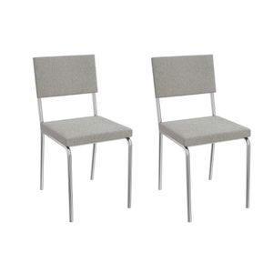 Cadeira De Cozinha Zaria 2c128 Aço Kit 2 Uni Cromado Bouclê Cinza