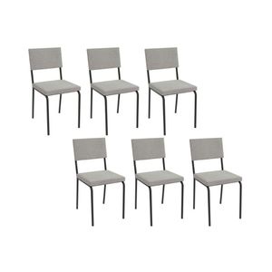 Cadeira De Cozinha Zaria 2c128 Kit 6 Un Preto Fosco Bouclê Cinza A056