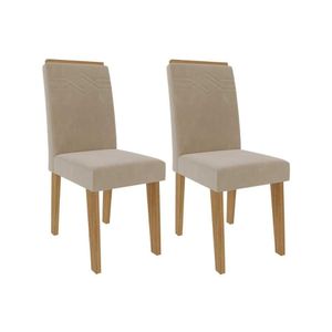 Cadeira De Cozinha Taís Kit 2 Un Nature Suede Nude Bege Cimol