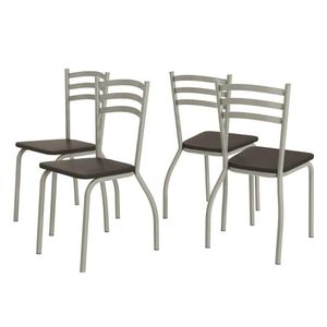Cadeira De Cozinha Portugal 4c007nk Aço Kit 4 Uni Niquel Courano Preto