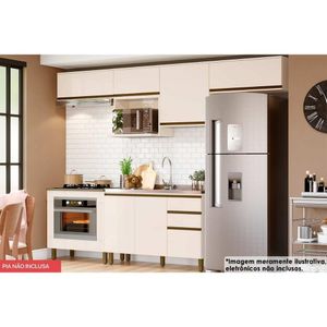 Cozinha Completa 8 Peças Connect 5 Aéreos 2 Balcões 1 Complemento C5p79 Off White