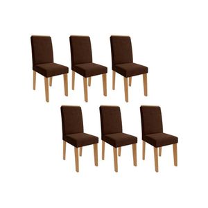 Cadeira De Cozinha Taís Kit 6 Un Nature Suede Joli Chocolate Cimol