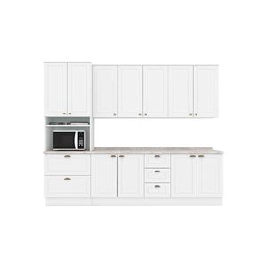 Cozinha Completa 6 Peças Americana 7 Peças 2 Aéreos 2 Balcões 1 Paneleiro 2 Complementos C5p63 Branco
